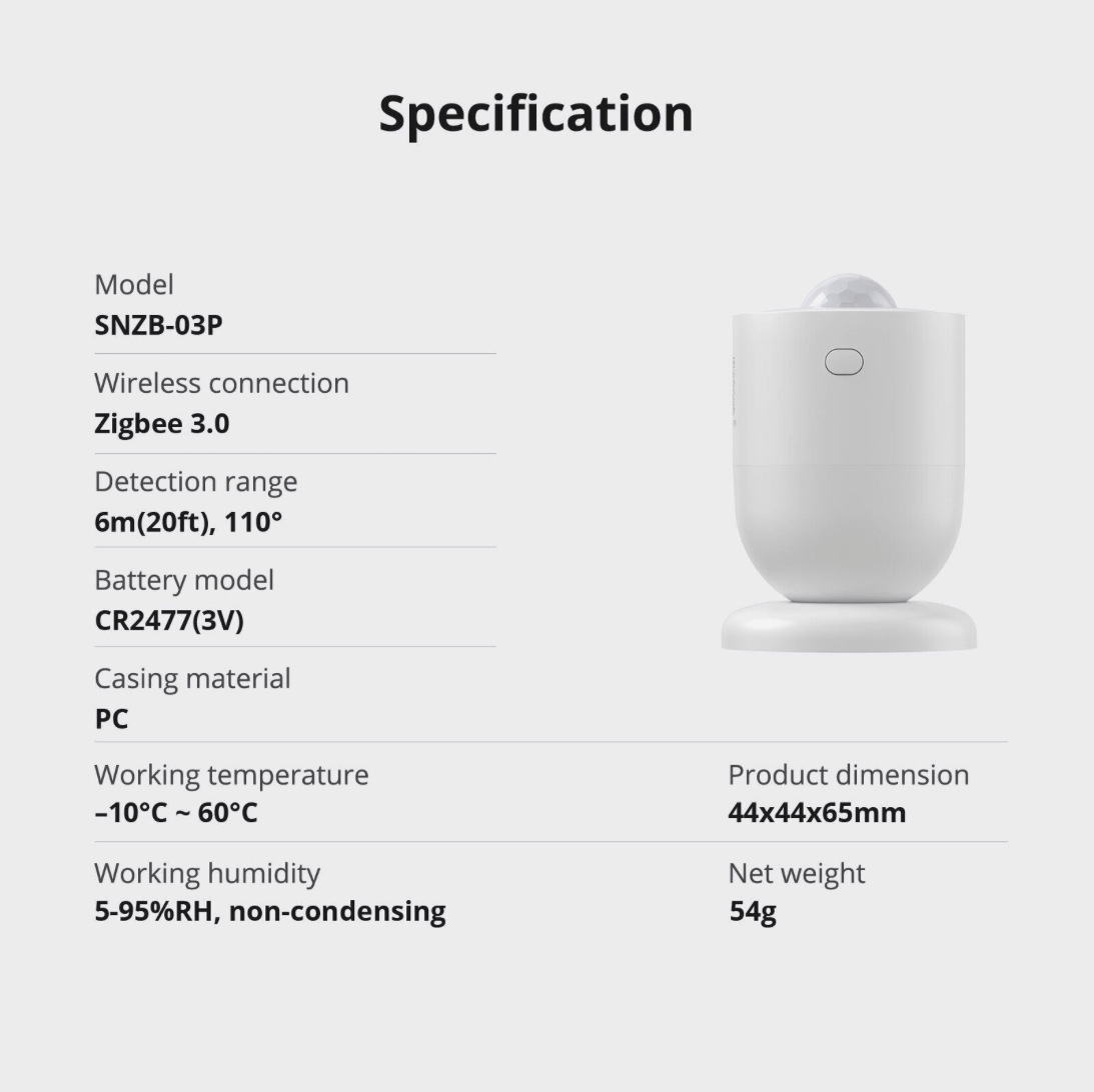 Sonoff SNZB-03P - ZigBee Motion Sensor