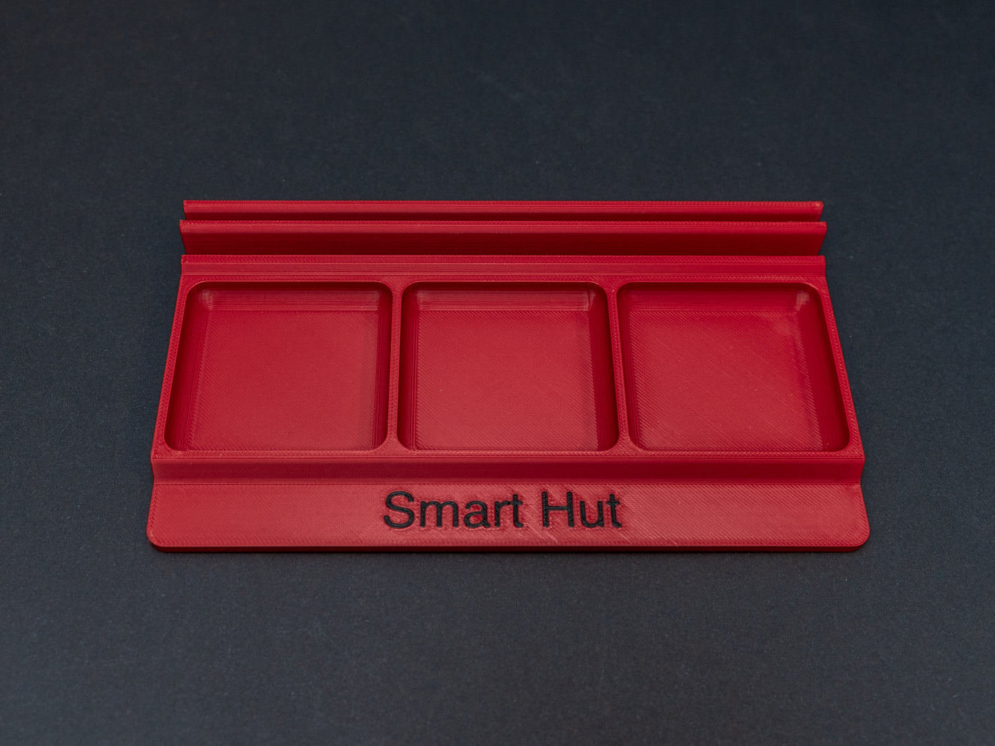 Maroon red board game card and token holder organiser with 2 rows for cards and 3 trays for tokens. Suitable for a range of board games such as Wingspan, Wyrmspan, Finspan and many more.