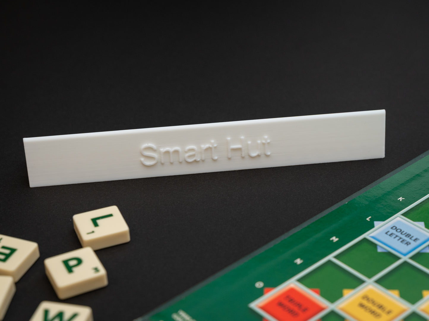 Personalised white scrabble and bananagrams tile holder. Available in a range of colours - white, black, maroon red, indigo purple, apple green, olive green, pink, hot pink, blue, yellow, brown, bronze and terracotta.