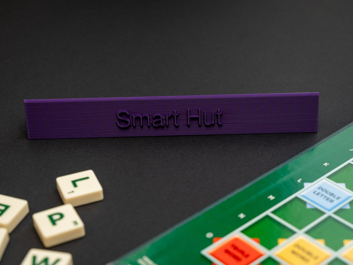 Personalised indigo purple scrabble and bananagrams tile holder. Available in a range of colours - white, black, maroon red, indigo purple, apple green, olive green, pink, hot pink, blue, yellow, brown, bronze and terracotta.