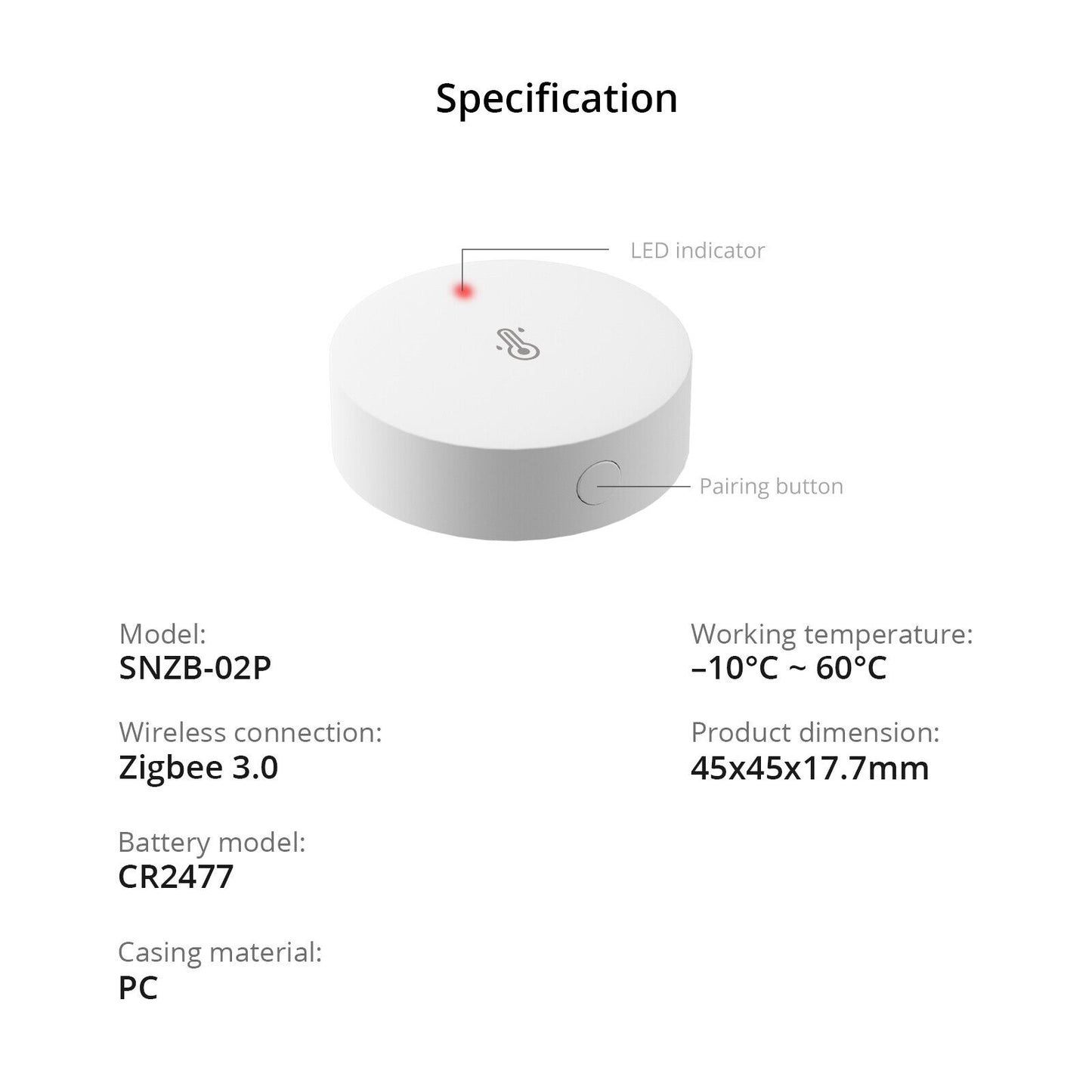 Sonoff SNZB-02P - ZigBee Temperature & Humidity Sensor